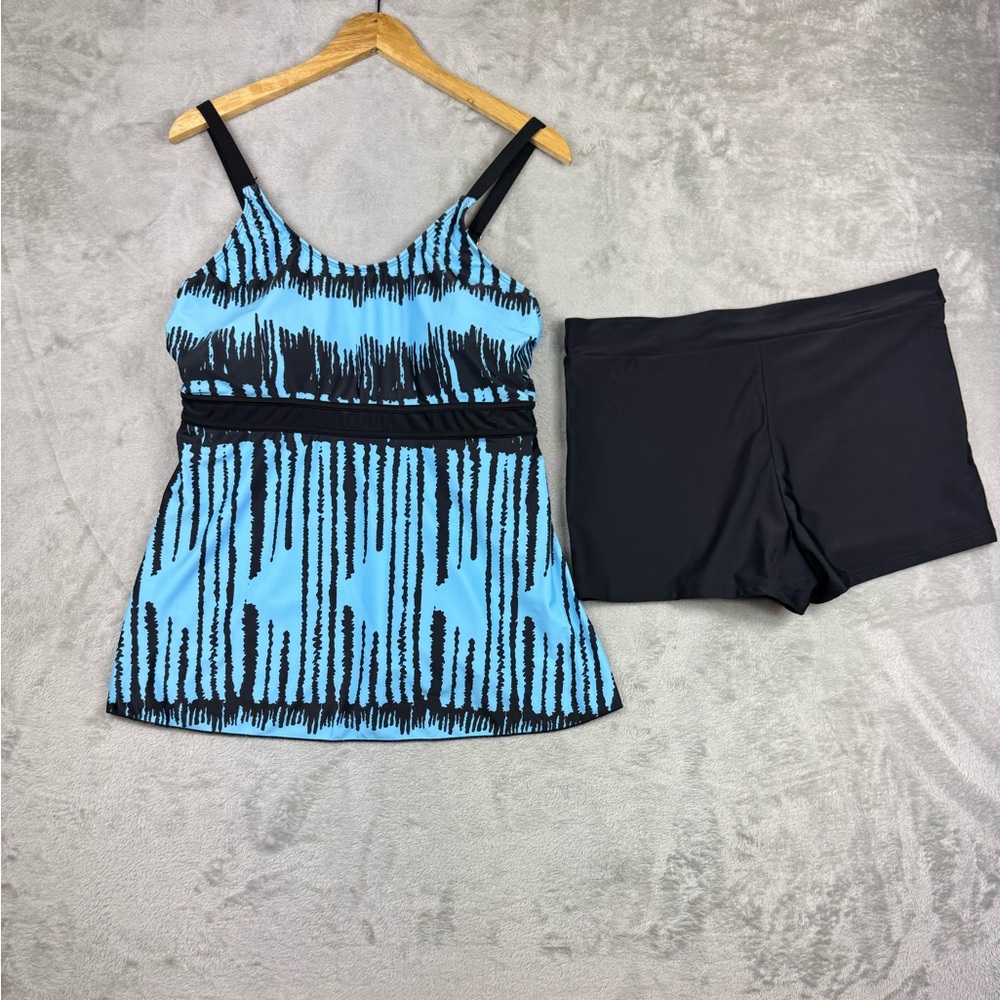 Amazon Blue and Black Women's Swim Tankini set‎